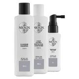 Könnyű hajhullás elleni termékkészlet ritkuló megjelenésű természetes hajhoz - Nioxin System 1, 150 ml+150 ml+50 ml