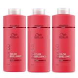 Sampon Csomag festett, durva hajra, 3 db.  - Wella Professionals Invigo Color Brilliance Color Protection Shampoo Coarse Hair, 1000ml