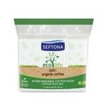 Biopamut biológiailag lebomló fülpálcikák - Septona Eco Life 100% Organic Cotton Biodegradable Cotton Buds, 100 db./ tasak