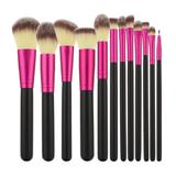 Sminkecset, 12 Darabos, Fekete és Rózsaszín  - Mimo Makeup Brush Black & Pink, 12 db.
