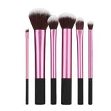 Sminkecset Készlet, 6 darabos, Rózsaszín Fekete - Mimo Makeup Brush Long Ferrule, 6 db.