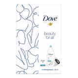 Ajándékcsomag Hámlasztó Hatású Dove - Dove Beauty for All Nourishing Beauty Hámlasztó Szilárd Szappan 100g + Hámlasztó Tusfürdő 250ml + Fürdőszivacs
