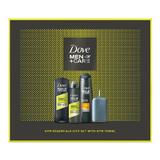 Ajándékcsomag Férfiaknak  - Dove Men+Care Tusfürdő  250ml + Dezodor Spray 150ml + Sampon 250ml + Mikroszálas Törölköző
