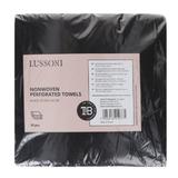 Fekete, perforált nem szőtt eldobható, egyszeri használatos törölközők - Lussoni Dsp Foil Towel Fabric Perf Black 70x50cm, 50 db.