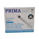 Egyszeri használatos fecskendők – Prima, 2.5ml, tű 23G, 1' (0.6 x 25mm), kék, Luer Lock, gumi dugattyú, sterilek, 100 db.