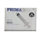 Egyszeri használatos fecskendők – Prima 5ml, tű 22G, 1 1/4' (0.7 x 32mm), fekete, Luer Lock, gumi dugattyú, sterilek, 100 db.