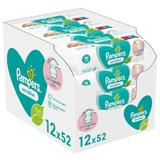 Nedves Törlőkendők a Kisbaba Érzékeny Bőrére - Pampers Sensitive Soft& Gentle Clean, 12x 52 db.