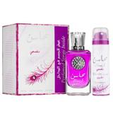 Szett: Parfüm, 100 ml + Dezodor Spray, 50 ml, Női - Lattafa Perfumes, Mahasin Crystal Violet, 1 szett